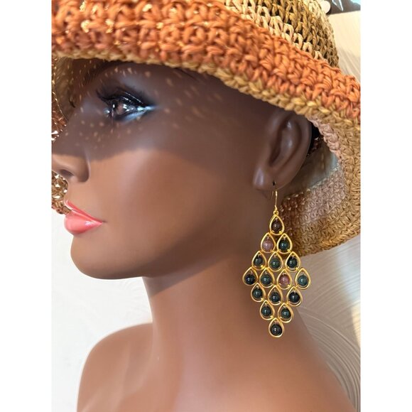 Multi Round Stone Earrings - Picture 6 of 6